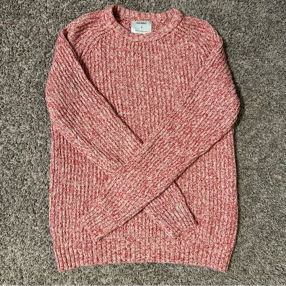 Old Navy Men's Marled Red Crewneck Sweater